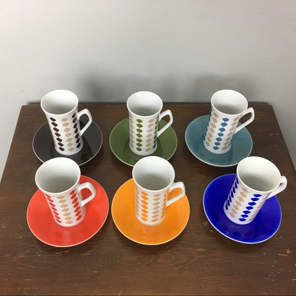 Vintage Espresso Cups and Saucers Retro Style - Picture 3 of 4